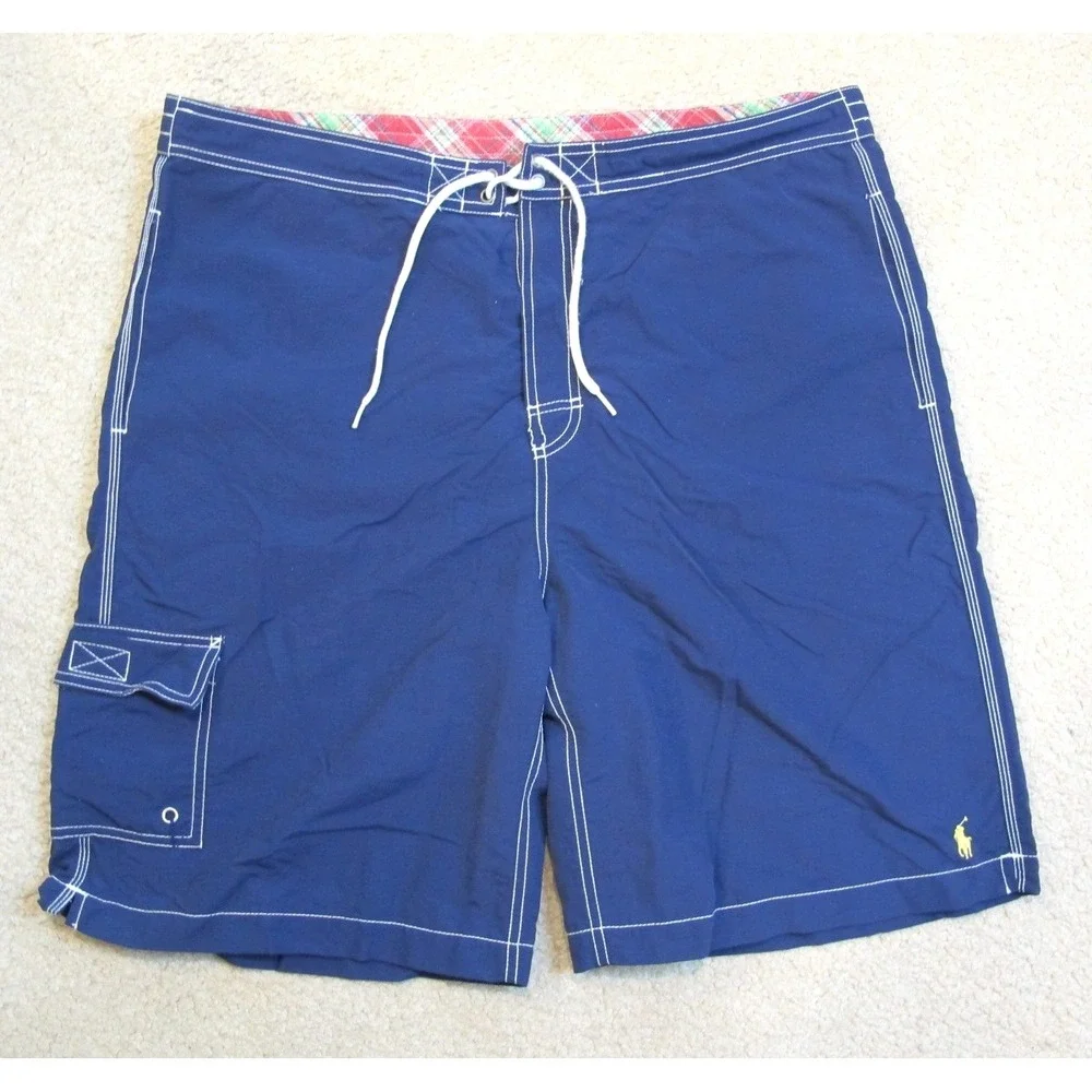Polo Ralph Lauren Drawstring Swim‎ Shorts Men's XL Navy Blue Mesh Lined Trunks